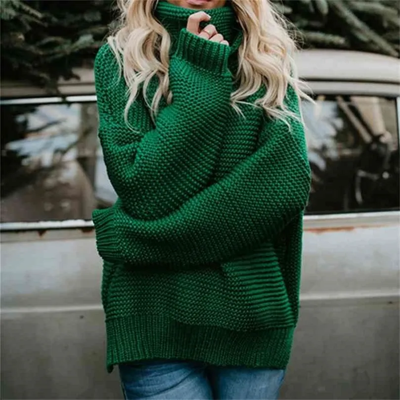 Jersey De Mujer Con Cuello De Tortuga Otoño Invierno Ropa De Punto Cálido  Suéter De Cuello Alto De Gran Tamaño Para Mujer Tops Verdes Mujer 210908 De  25,42 €