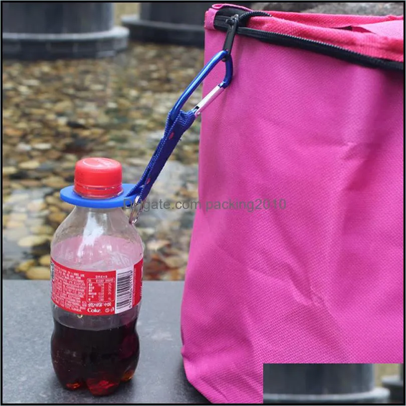 water bottle holder with hang buckle carabiner clip key ring fit cola bottle shaped for daily outdoor use rubber carrier vt0480