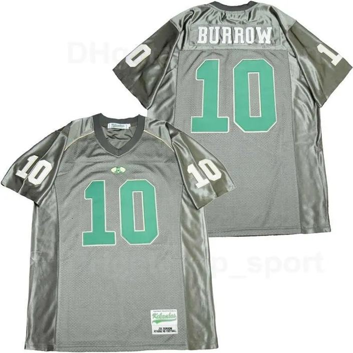 C202 Men High School Athens 10 Joe Burrow Football Jersey Team Color Grey Breathable All Stitched Sport Pure Cotton Good Quality