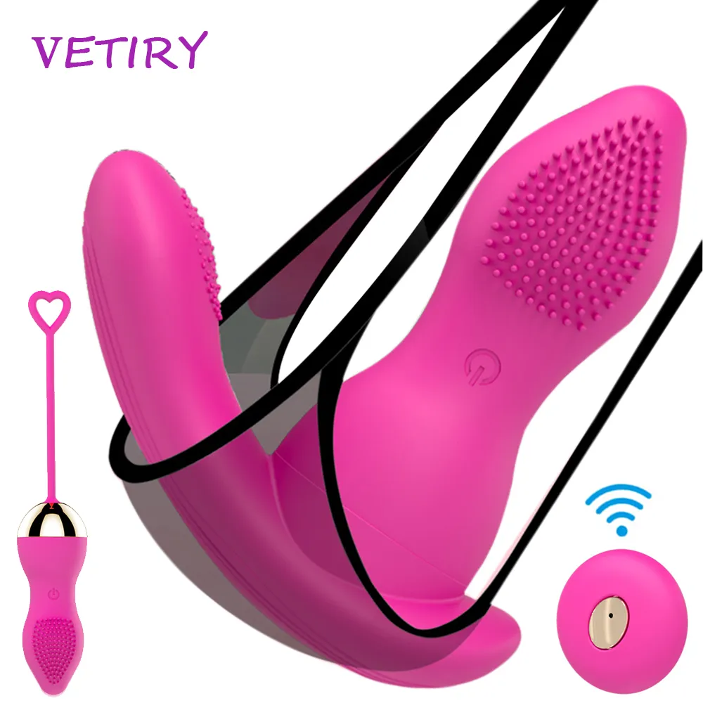 2 Em 1 Vibrador de vibrador de vibrador de 2 em 1 Estimulação de clitóris adulto Toys sexy para mulheres controle remoto de bola de Kegel 7 velocidades