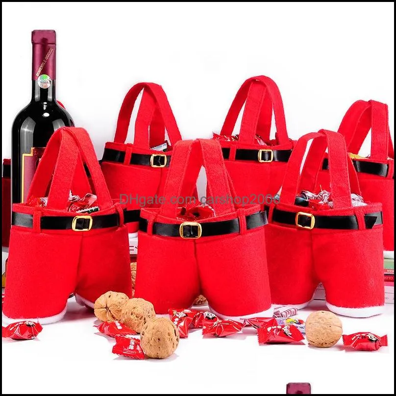 christmas gifts handbag tote small candy bags funny santa claus pants shaped 13cm bag for children kids party decoration