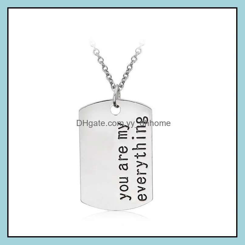 Pendant Necklaces Pendants Jewelry Lovers Drop Necklace Valentines Day Gift For Women Girls Engrave Letters You Are My Everything Charm De