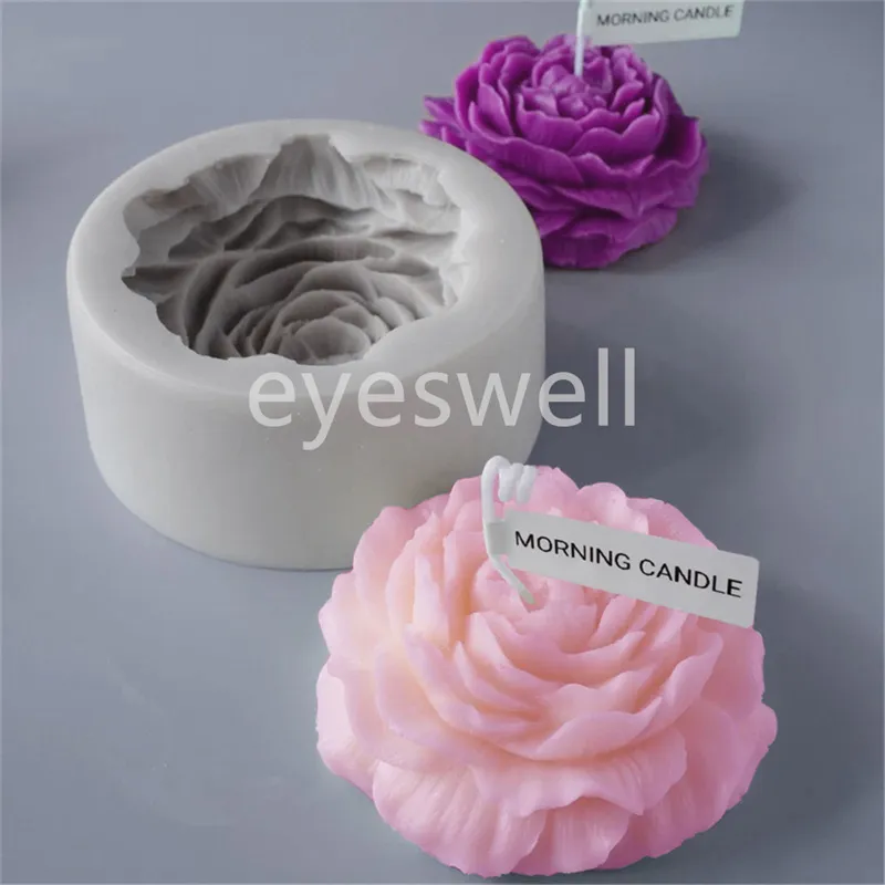 Aromatherapy Candle Mold 3D Peony Silicone Mould Homemade DIY Aromatherapy Candles Moulds