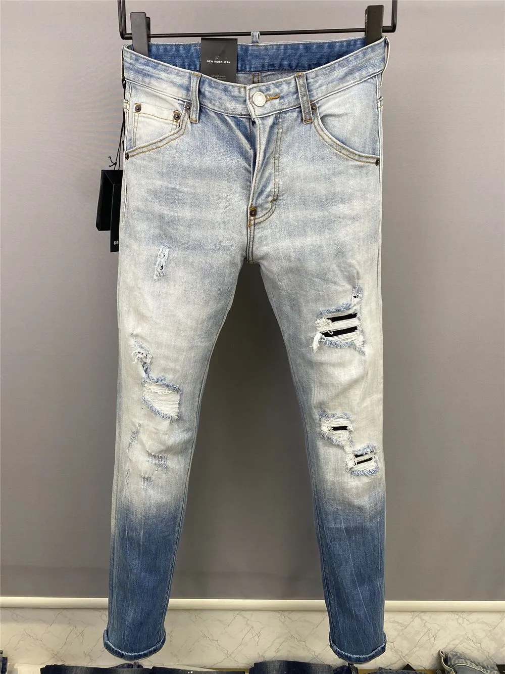 Moda italiana jeans casuais masculinos europeus e americanos de alta qualidade lavados à mão polidos qualidade otimizada 9857