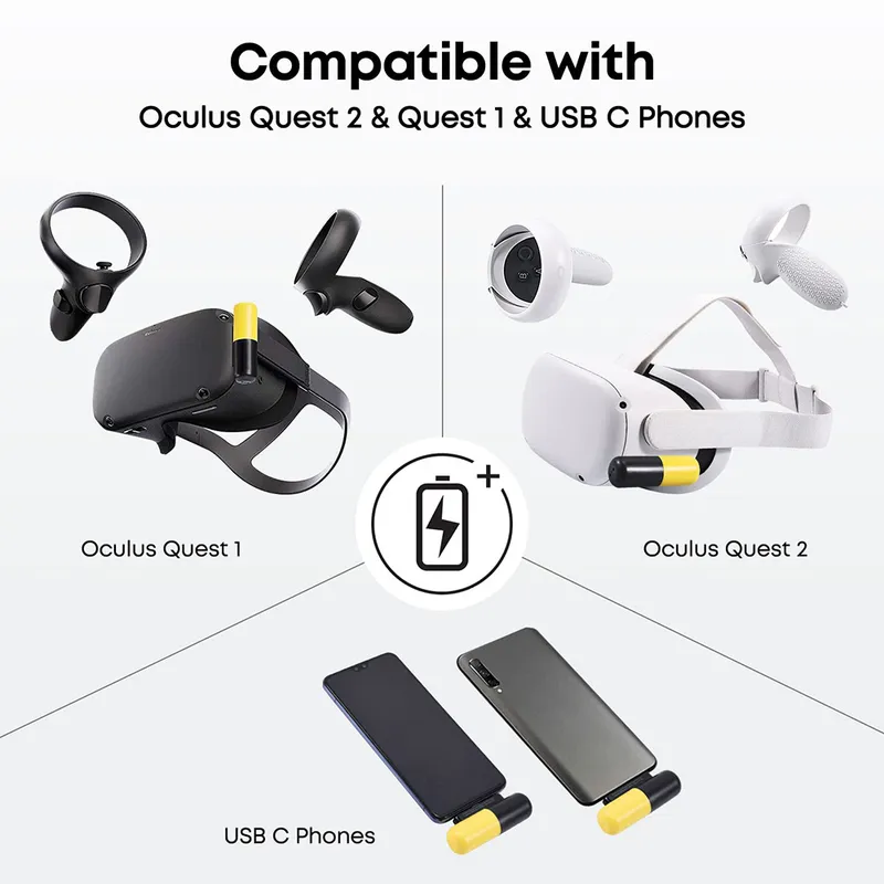 Official Compatible USB-C Power Adapter Plug For Oculus Quest 1 & Quest 2 VR Headsets | White Charger