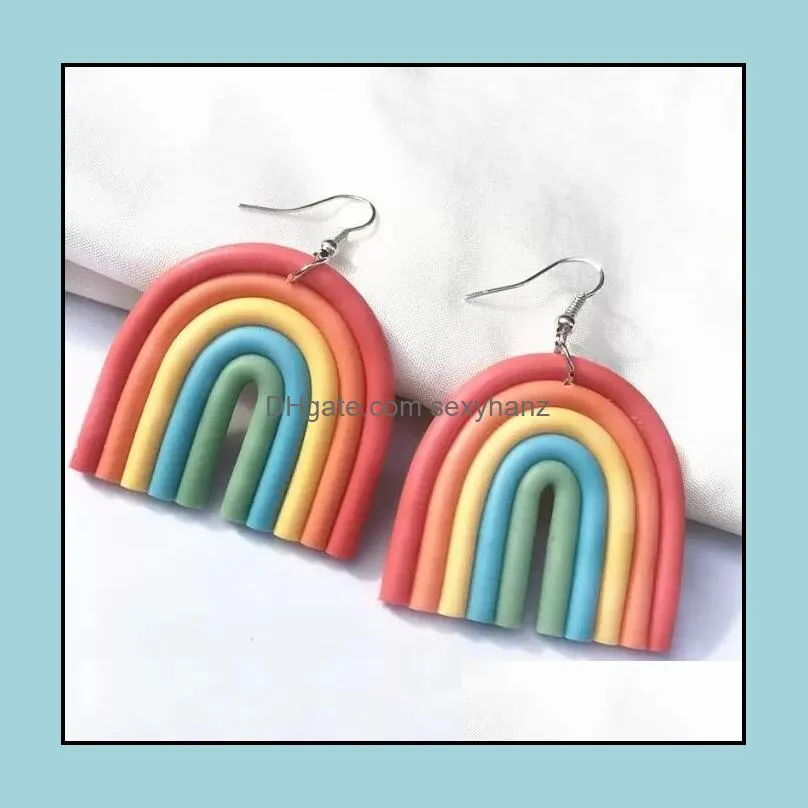 10 Colors Fashion Earrings Clay Polymer Rainbow Charm Earring Handmade For Teachers Gift