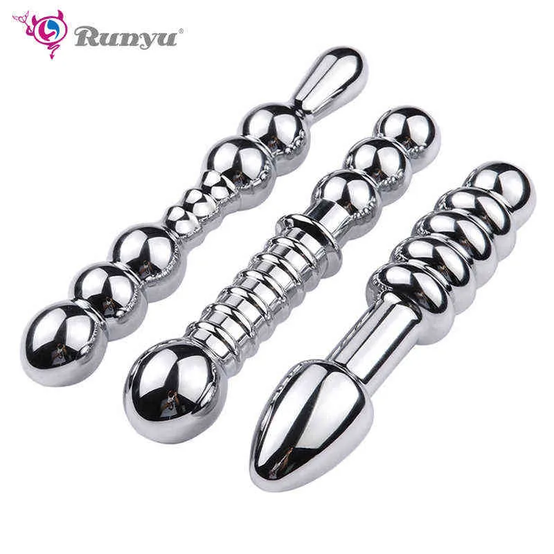 Nxy Anal Toys Big Size Jewel Plug Prostate Massage Metal Beads Long Butt Sex for Women Men Erotic Adult Products 220510