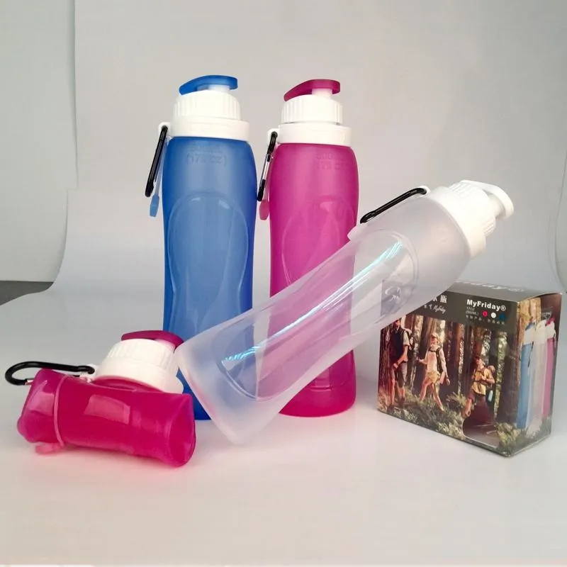 Bouteille d'eau de voyage pliable, bouteille sport en silicone