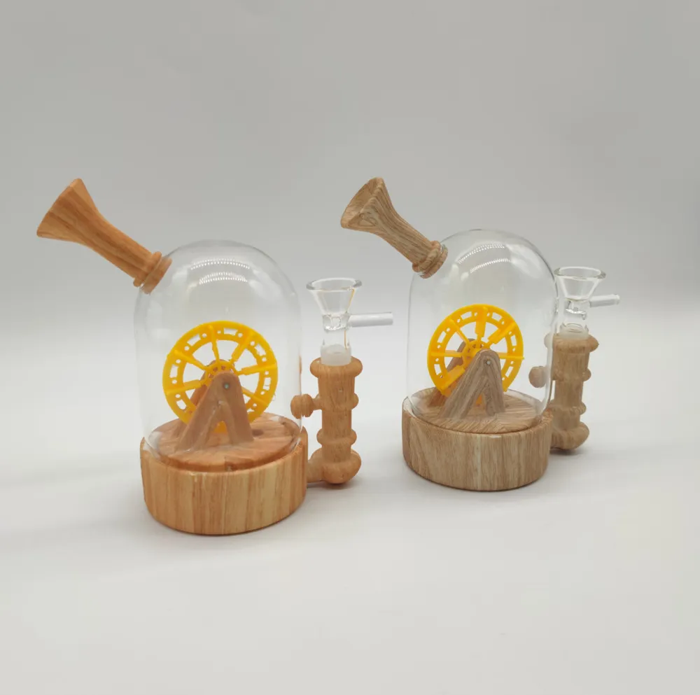 La nouvelle chicha en silicone unique de 6,30 pouces de haut Modélisation de la roue à eau narguilé conduites d'eau en silicone bangs en verre bong dab rig plates-formes pétrolières cigarette de tabac