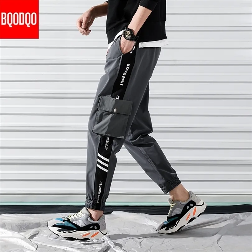 Carta Imprimir calças de outono homens japonês malha de rua harém cargo panter joggers harajuku hip hop pant sorto de hip hop calças T200422