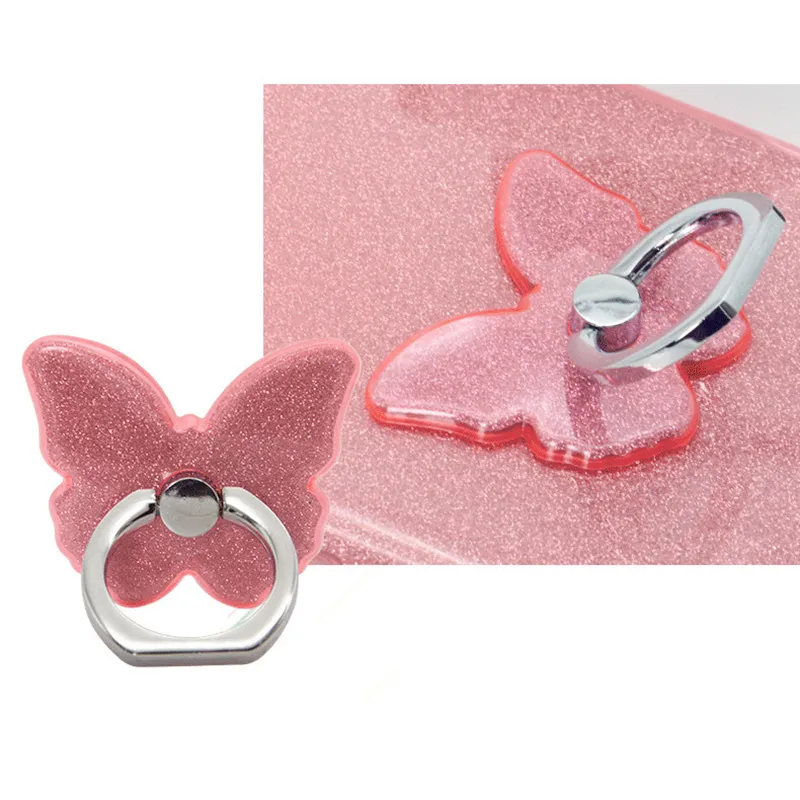 Supporto per cellulare a farfalla glitterato, con fibbia ad anello, supporto girevole, regalo da tavolo all'ingrosso, arcobaleno, nero, rosso, rosa e oro_voghion.com