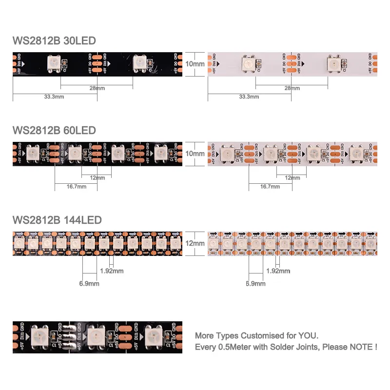 RGB LED Strip Lights 2024 2m 5m Individually Addressable WS2812B IP30 Waterproof Smart Home Lighting Bedroom Living Room Garden Decoration