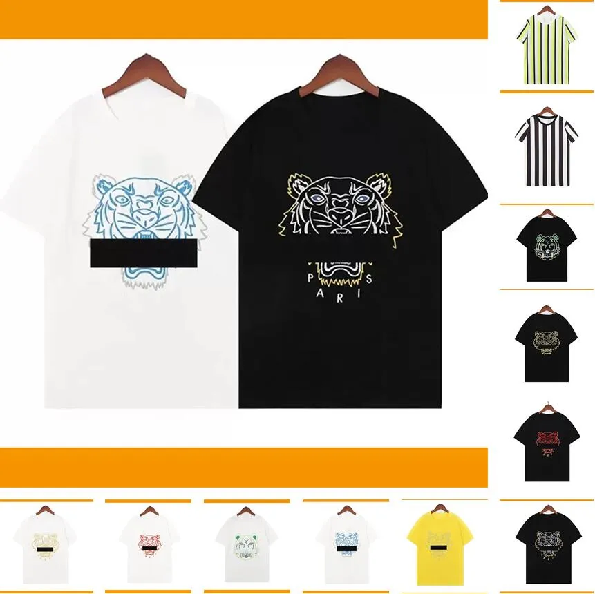 Homens camisetas Designer Kenzo Camiseta Bordado Cabeça de Tigre Tees Mens Camisetas Mulheres Letras de Algodão T-shirt Solto Hip Hop Rua Luxo Clássico Asiático Tamanho S-2XL 400L