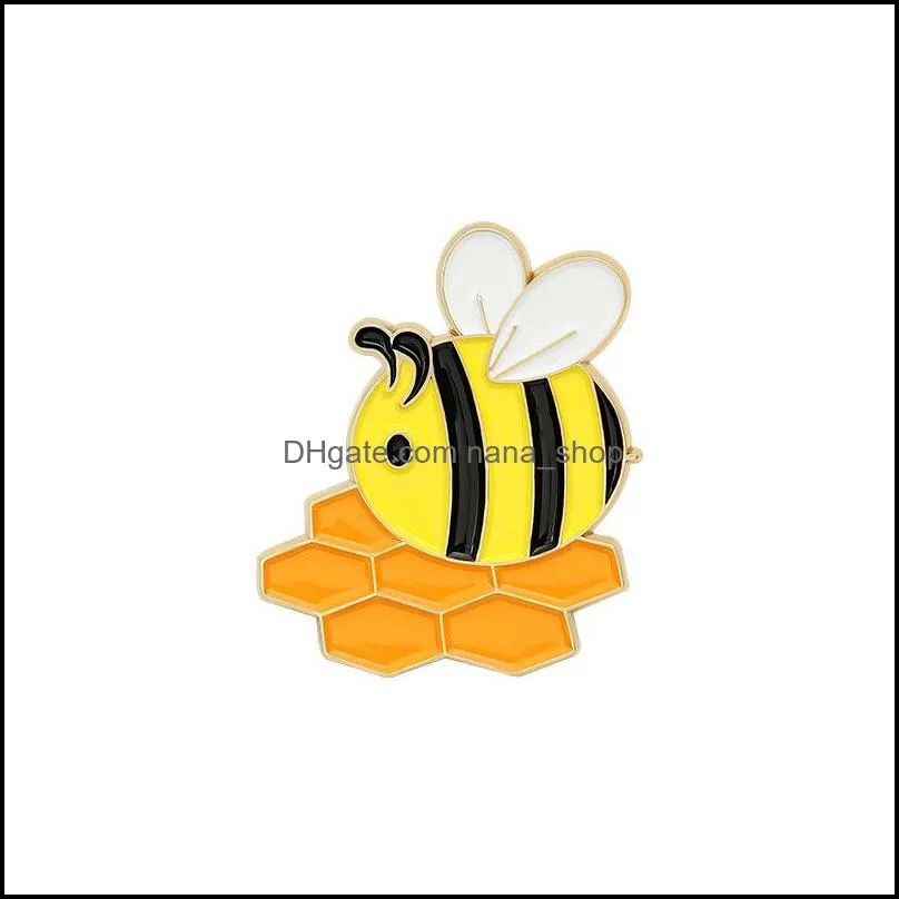 Bee Kind Enamel Pin Custom Honeycomb Honey Jar Brooches Bag Lapel Pin Cartoon Badge Jewelry Gift for Kids Friends