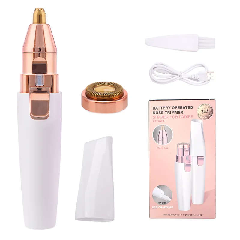 2 In 1 Electric eyebrow trimmer Epilator USB Rechargeable hair remover women shaver LED light lady Razor face Makeup Tool