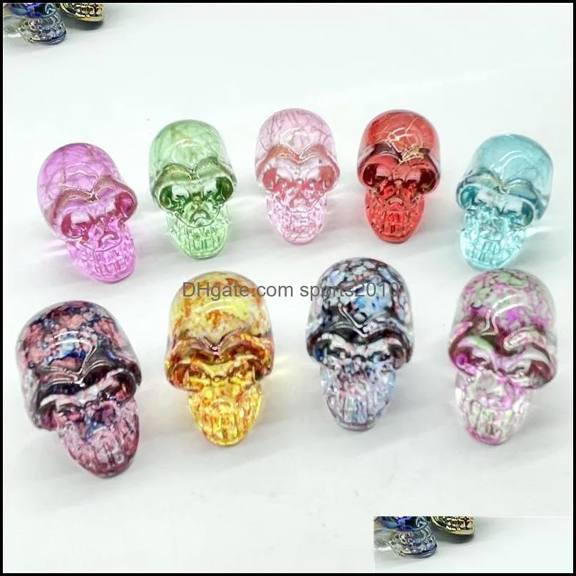 mini wholesale fashion glass skull plating crystal rainbow skeleton charm ornaments jewelry accessory birthday gif sports2010