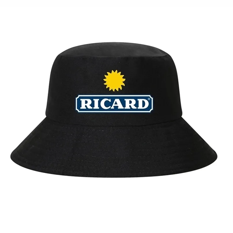 Fashion Ricard Bucket s Men Women Cotton Outdoor Reversible Fisherman Caps Beach Fishing Girl Boy Chapeau Bob Panama Hat 220627