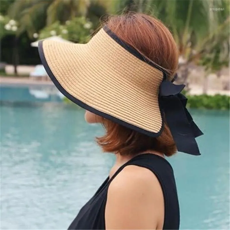 Chapeaux à large bord coréen été chapeau de paille femmes Protection UV disquette lumière corps résistant au soleil Air haut chapeau large Pros22