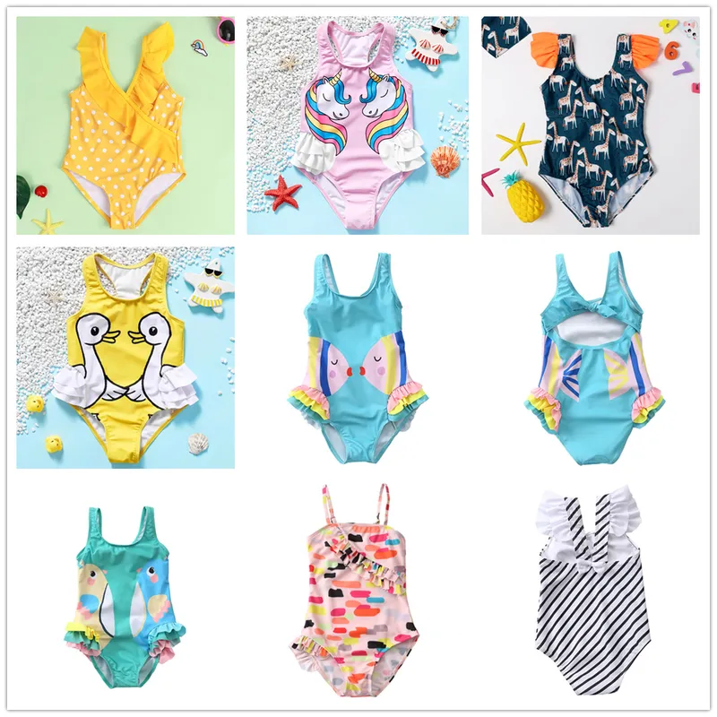 Girl swimsuit 2 8Y Toddler Baby Girls Swimwear 1PC Children Swimsuit Kids Tankini Bathing Suit Unicorn Beachwear SW369MIX 220530