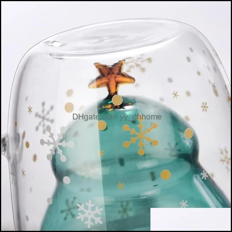 mugs creative glass christmas tree star wish cup high temperature mug double layer custom l gift celebration supplies