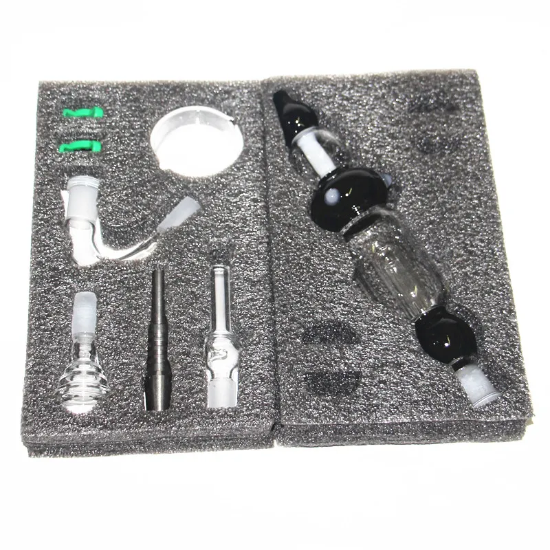 Narghilè Mini Nectar Bong Kit con 14mm Punte al quarzo per chiodi in titanio Oil Rig Concentrato Dab Bong in vetro per tubi di paglia