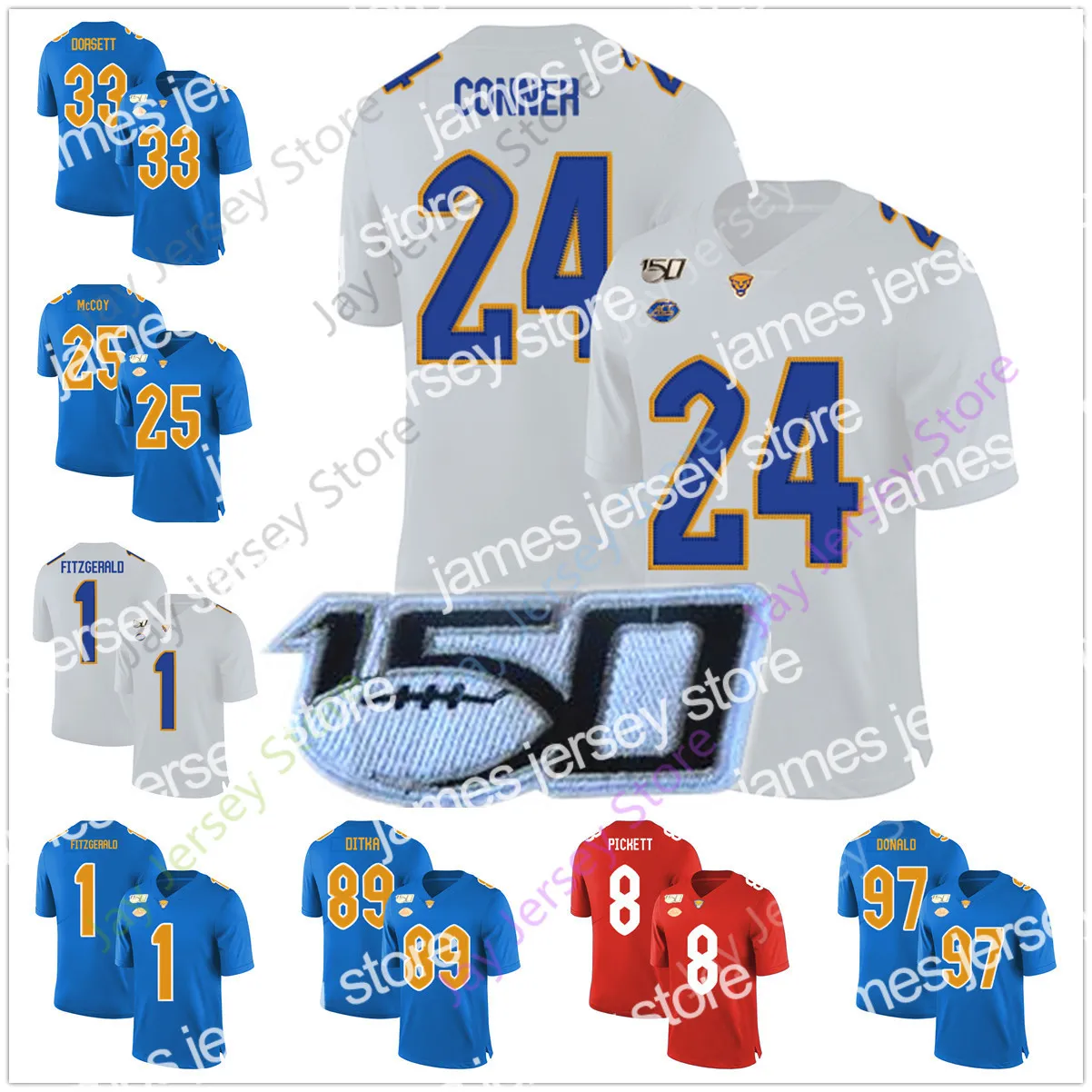 Pitt Panthers Throwback Jersey College Football Legends: Dorsett, Ditka,  McCoy, Fitzgerald, Conner, Donald! Game Day Gear, Limited Edition