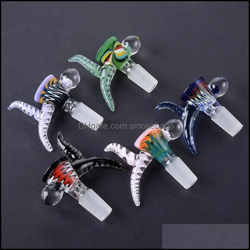 unique styles heady glass bowl 14mm male joint beautiful slide bowls with handle smoking pieces accessories for quartz banger oil rigs