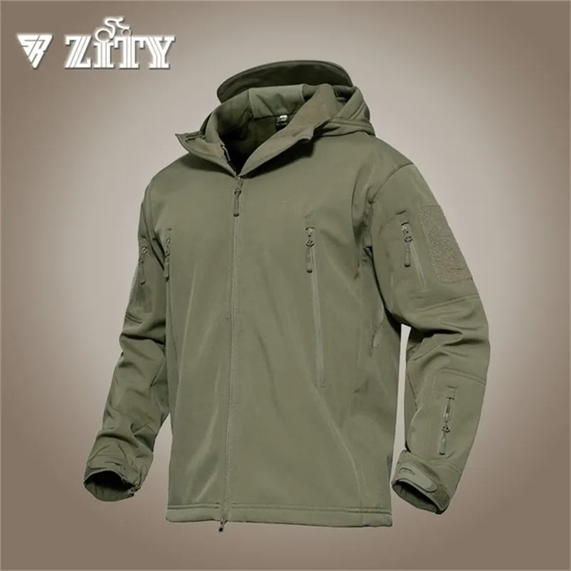 Giacca tattica da uomo con cappuccio in pile termico militare resistente all'acqua Soft Shell Snow Ski Winter Coat Escursionismo all'aperto Capispalla 220301