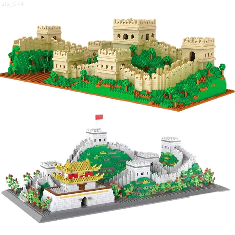 Blöcke die Great Wall Building Blocks Chinese Famous Architecture Micro Brick 3D Model Diamond Block Spielzeug für Kindergeburtstag Geschenke T230103