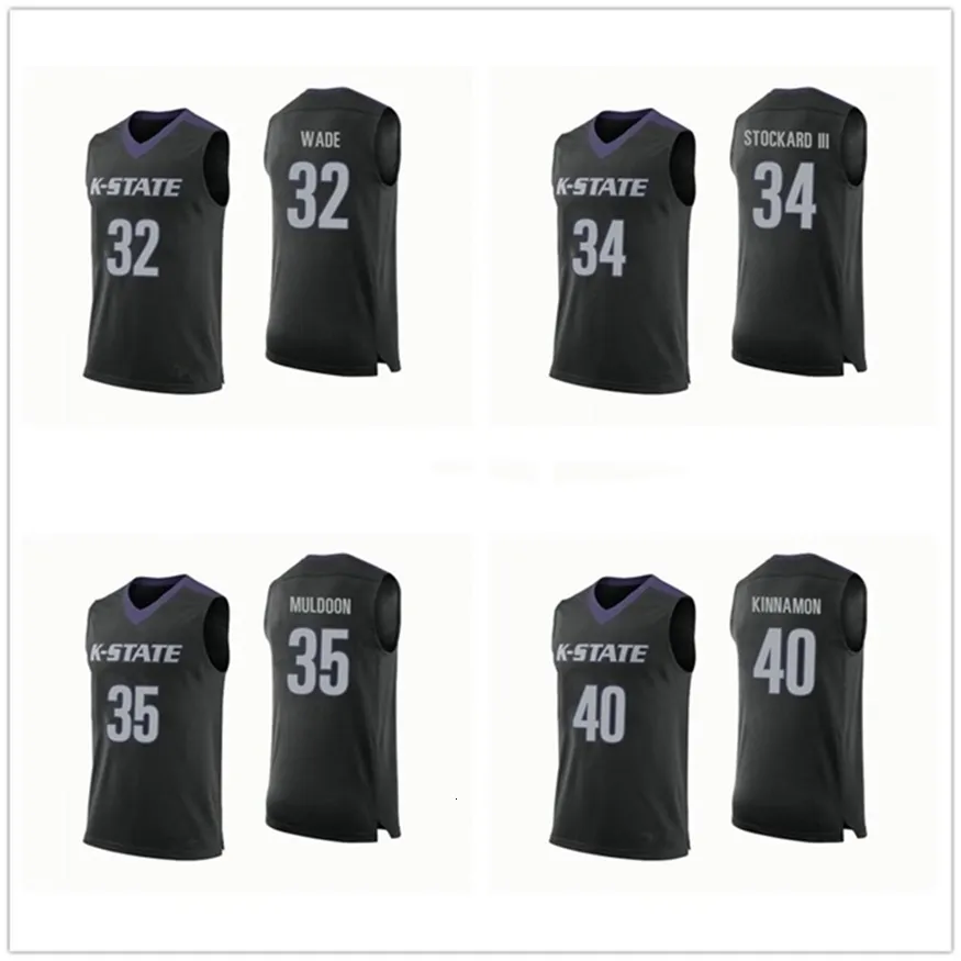 Nikivip Kansas State Wildcats College #32 Dean Wade #34 Levi Stockard III #35 Patrick Muldoon #40 Kade Kinnamon Basketball Jerseys Męs