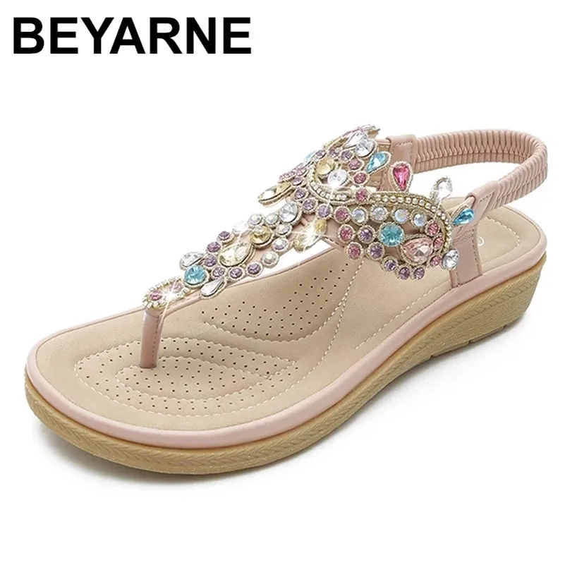Beyarne Summer Round Toe Flip Flip Fashion Fashion Soft Sandals Sandals Roman Crystal Platform Women 220516