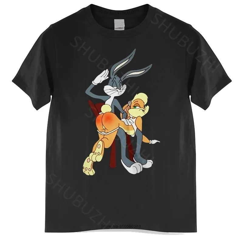 Cotton Tshirt Bugs Bunny Spank Cartoon Punishment Men t shirt Mle Brand Tee shirt Bigger Size Drop 220712