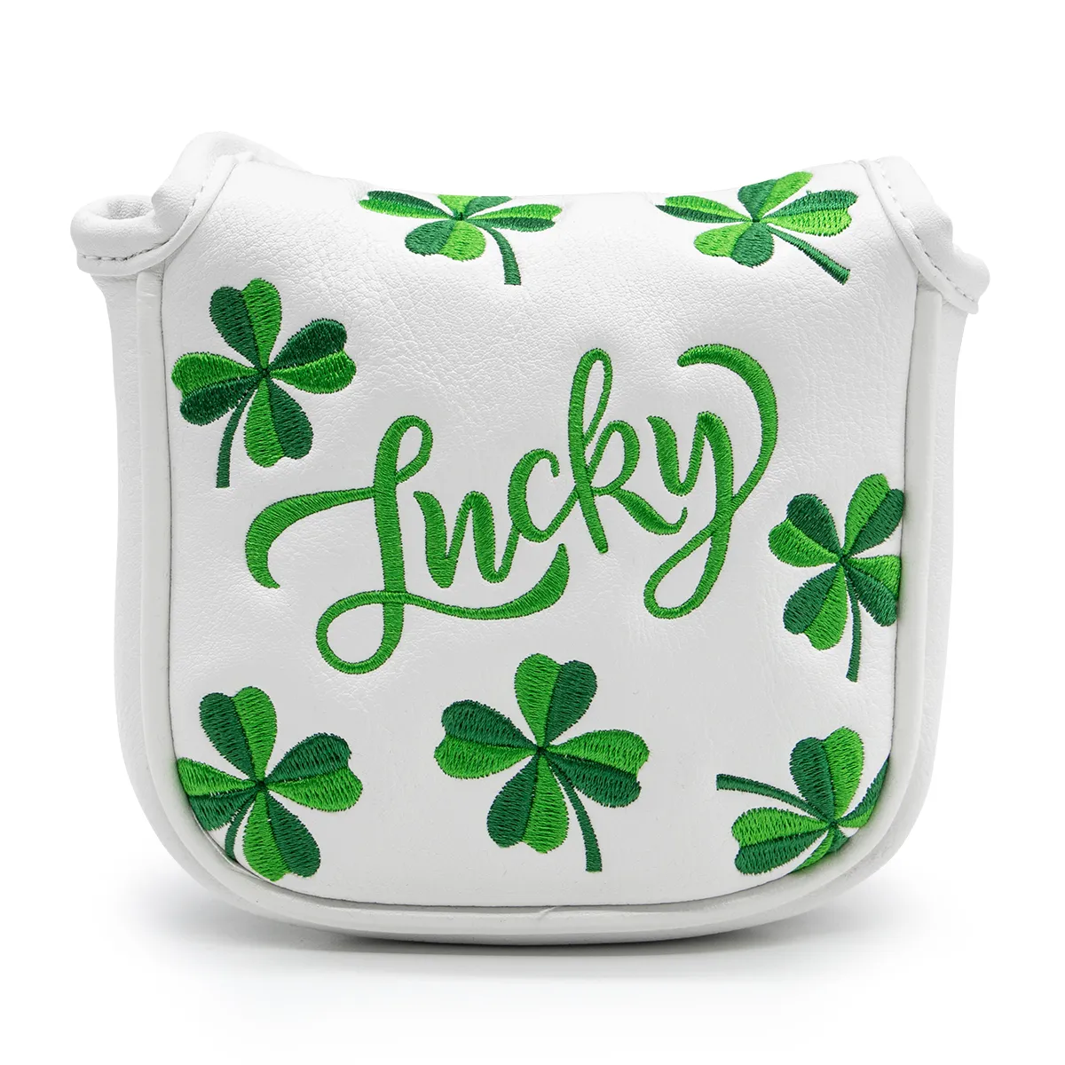 Golf Mallet Putter Head Cover Lucky Clover Premium Leather Golf Putter
