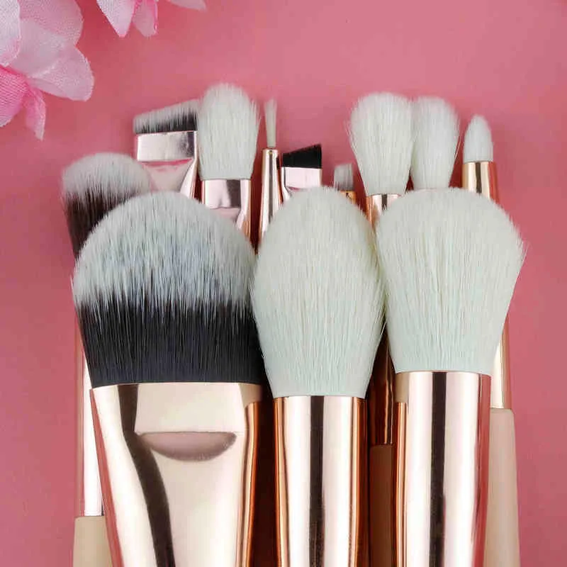 Makeup Tool Brush Set Makeup 12 United Gold Pink Goat Hair Natural Basic Advanced eye shadow Powder 220423
