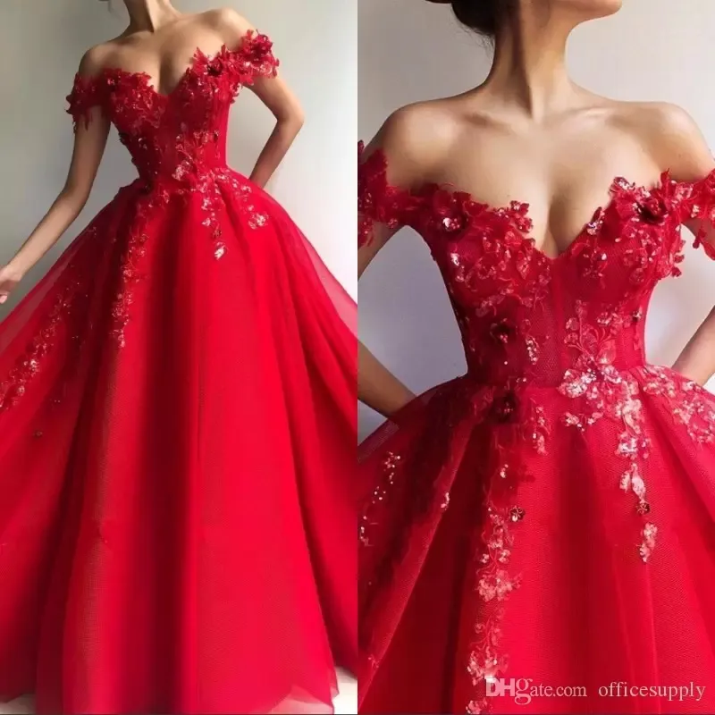 2022 Belle Arabe Hors Épaule Rouge Dentelle Robes De Soirée Appliques Perles Plus La Taille Sexy Dos Nu Robe De Soirée De Bal BC1458 B0417Q273g