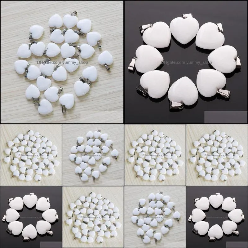 white jades pendant love heart stone 20mm woman necklace wholesale charms for jewelry making
