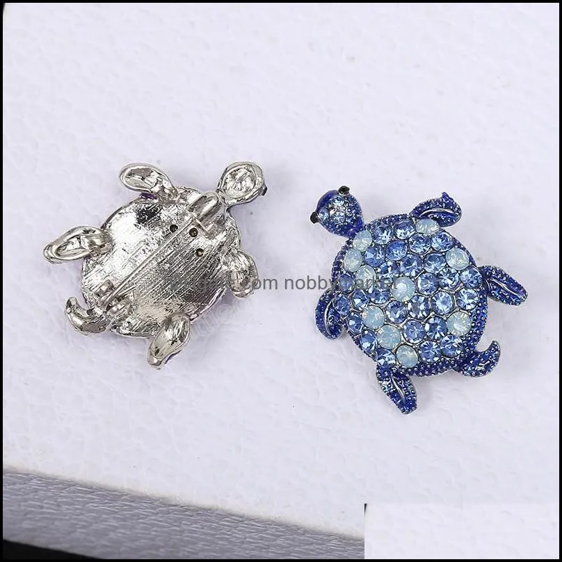 Rhinestone Sea Turtle Brooch Pins Crystal Tortoise Broche Animal Brooches For Women Kids Clothes Accessories Party Charm Gifts
