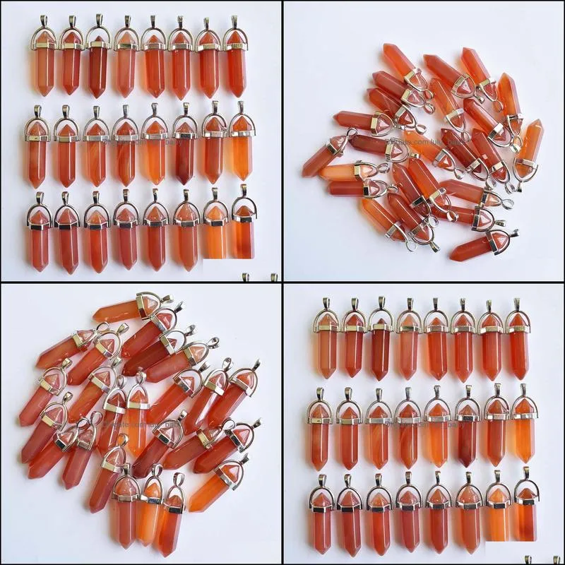 natural stone red onyx bullet shape charms point Chakra pendants for jewelry making diy necklace earrings