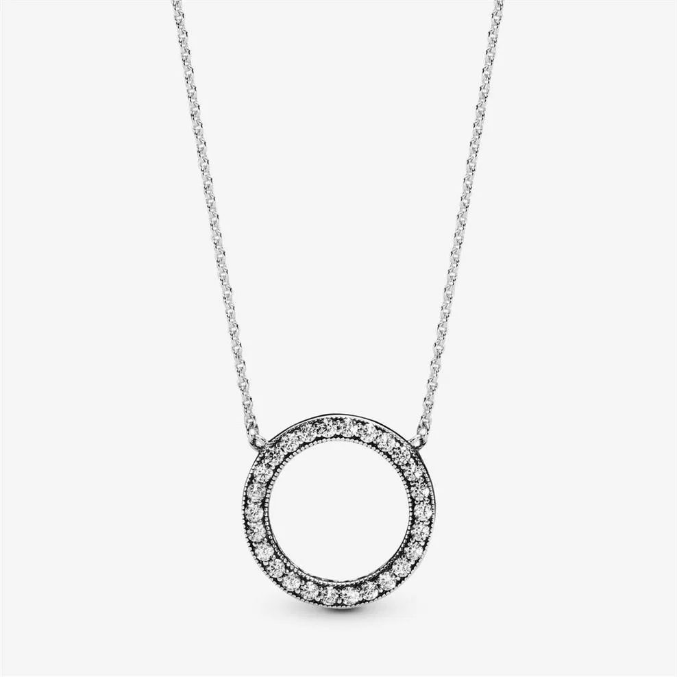 100% 925 Sterling Silver Circle of Sparkle Halskette Mode Mode Hochzeitsvergütung Schmuck für Frauen Geschenke238p