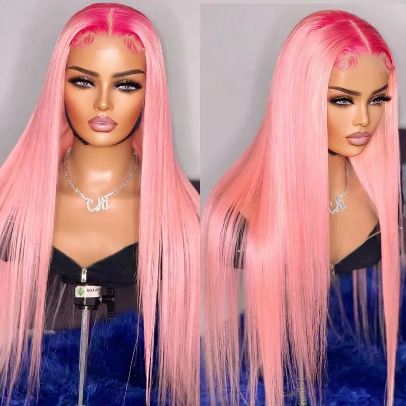 Lace Wigs Ombre Blonde Human Hair For Women Straight Pink Brazilian Remy 613 Frontal Wig Yellow Pre Plucked