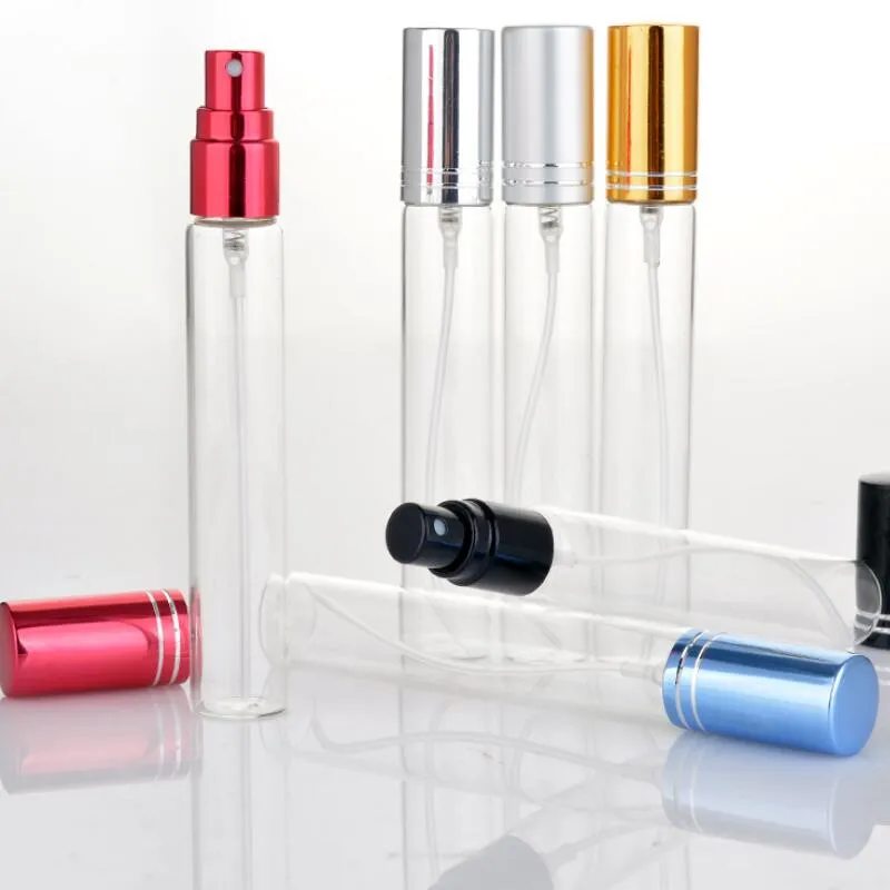 300 teile/los 10 ML Tragbare Bunte Glas Parfüm Flasche Mit Zerstäuber Leere Kosmetische Parfüm Behälter