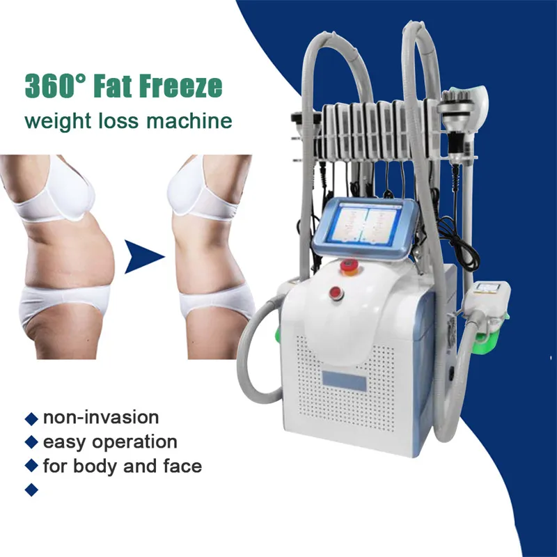 360 Body Sculpting Cryolipolysis Cool Machine Cryo portátil 2 manijas con barbilla Congelación de grasa 40K Cavitación Equipo de adelgazamiento