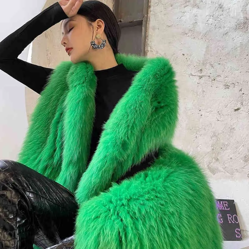 Mulheres Winter Winter Sur Coat Casual Street Weat Jacket Tops Green Warl Warm feminino de luxo de casacos de pele de peles T220810