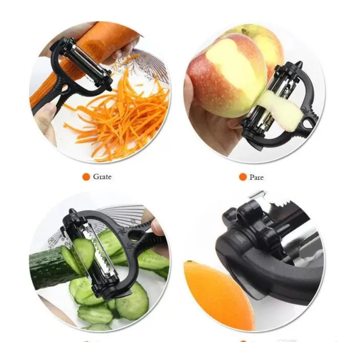 Multifunctional 4 In 1 Rotary Peeler 360 Degree Carrot Potato Orange Opener Vegetable Fruit Slicer Cutter Kitchen Accessories Tools C0412