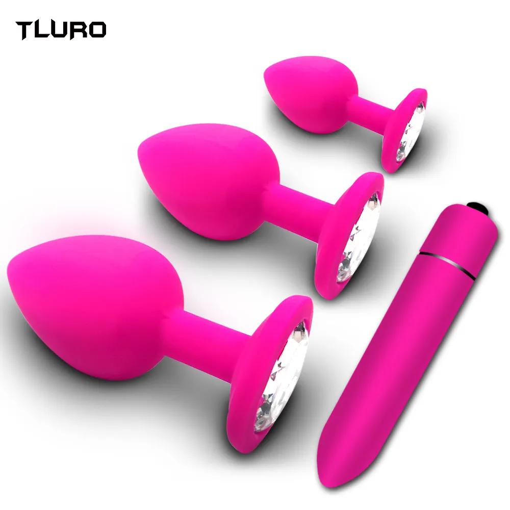 Anale Plug Butt voor Vrouw Mannen Zachte Siliconen 3 Verschillende Grootte sexy Speelgoed Bullet Vibrator Unisex Gay Volwassenen