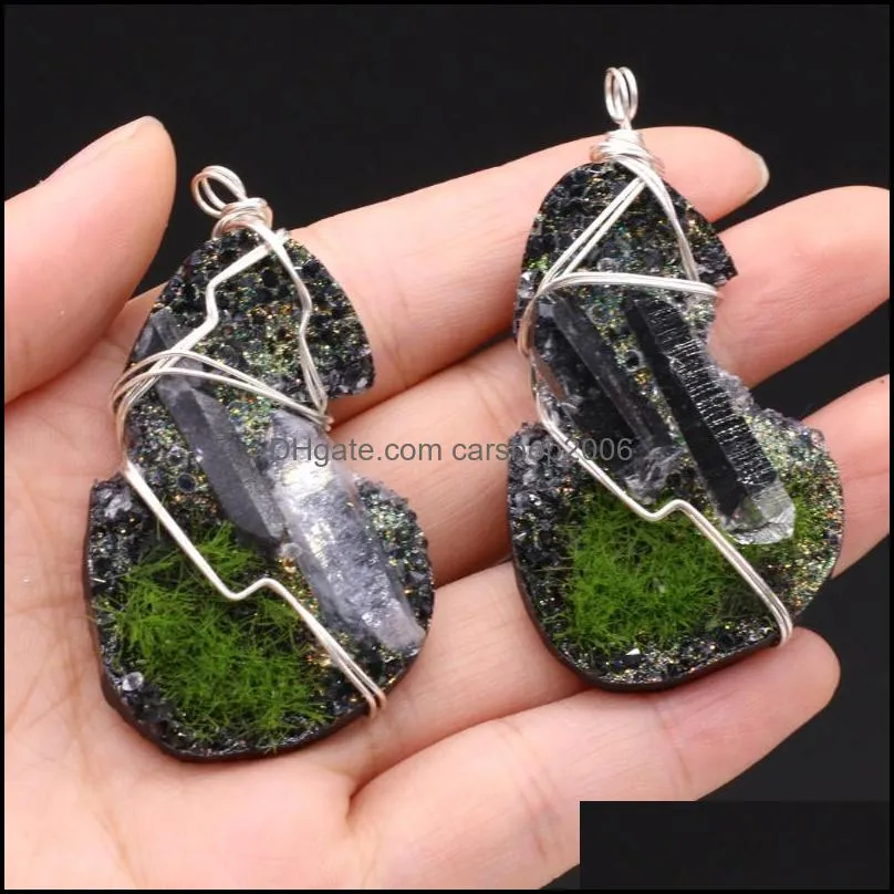 pendant necklaces natural stone irregular resin winding for jewelry making diy necklace bracelet accessory handmade size 50x30x18 mm