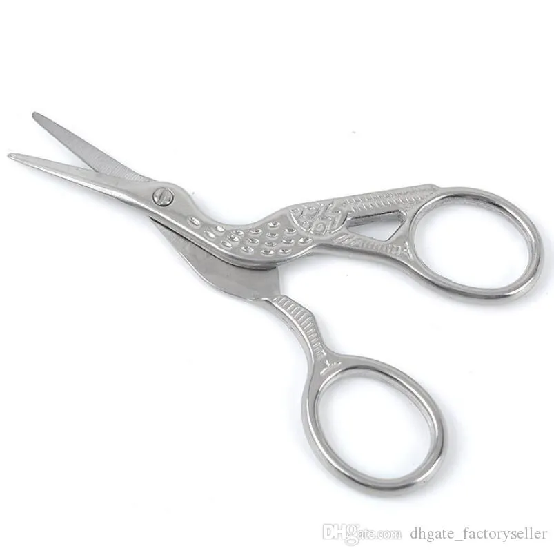 Gold Plated Silvery Small Clipper Stainless Steel Crane Shape Scissors Animal Carving Retro Hot Sell Home Tool LX6091