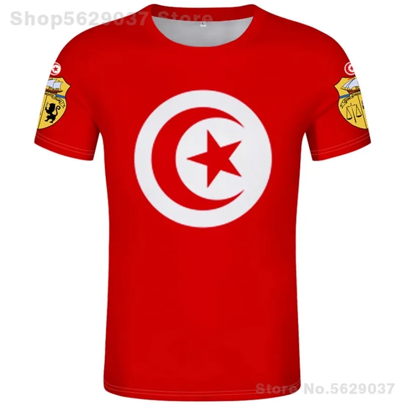 Tunezja T Shirt DIY darmowy numer niestandardowy numer Tun T-shirt flaga Tunezie Tn Islam Arabski Arabski nadruk Po 0 Odzież 220702
