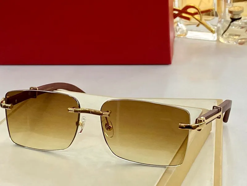 рога буйвола мужские солнцезащитные очки женские дизайнерские солнцезащитные очки высокого класса серые синие полированные золотые металлические оправы прямоугольные длины 58 мм простой стиль Cartie оригинальная коробка