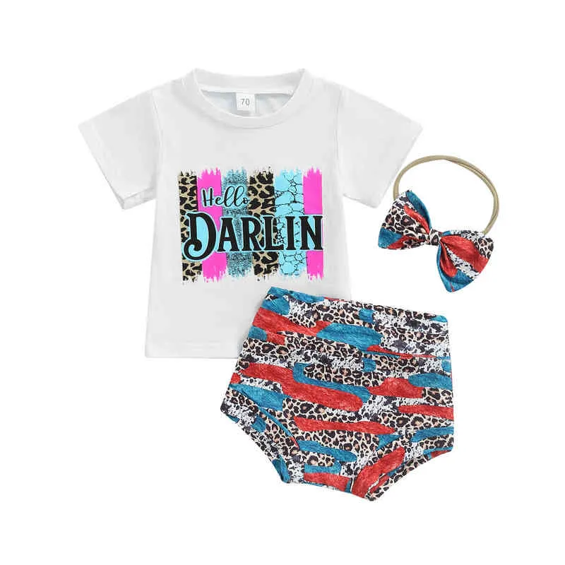 Baby Girl Clothing Sets Fashion Three Piece Summer Turnits Letter Imprimer T-shirt à manches courtes J220711
